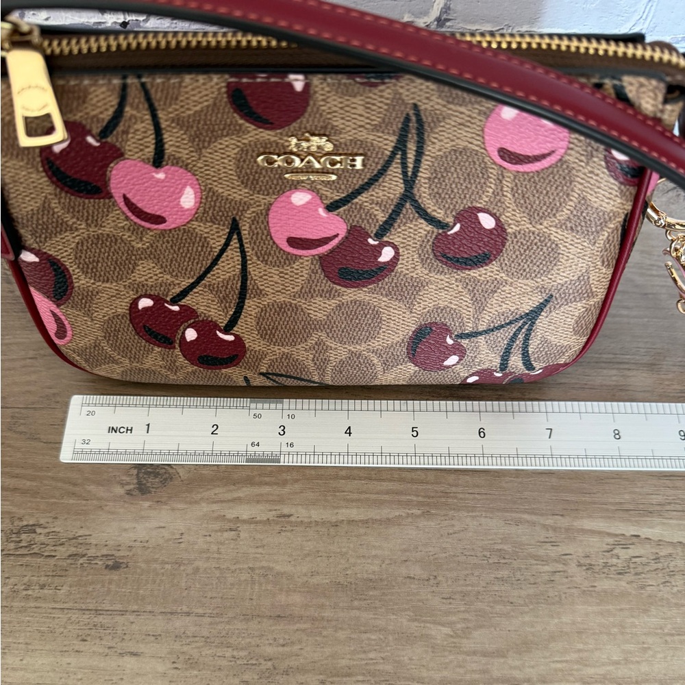 NWT Coach Nolita 19 Cherry Print Tan/Gold Graduation Gift Set+One Chain Extender - Picture 8 of 15